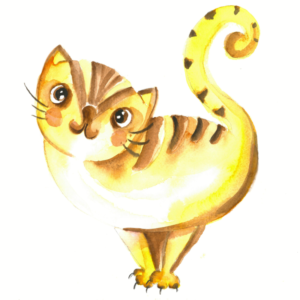 grafika przedstawiająca żółtego pręgowanego kota